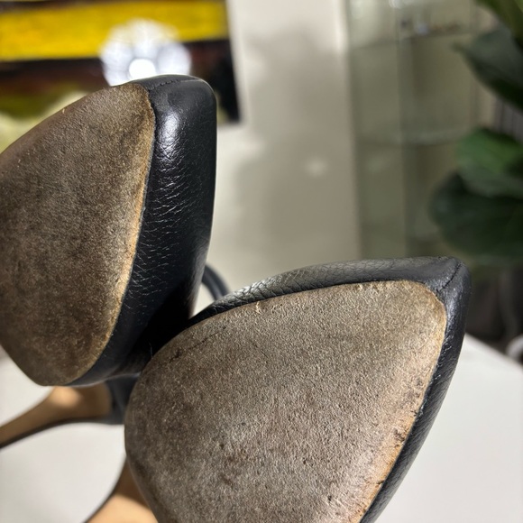 Escada Black Leather Heels with Ankle Strap Sz US 7 - Picture 11 of 13